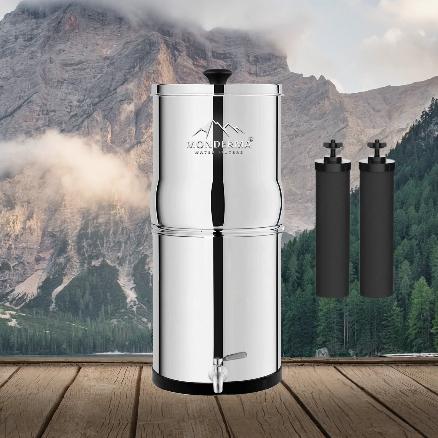 Monderma Water Filter | 8.5 liters - 2x black filter cartridges