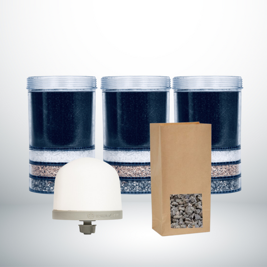 Fontein Eva Pack| 3x Ultimate Cartridges + 1x High density keramische filter + 1x mineral recharge