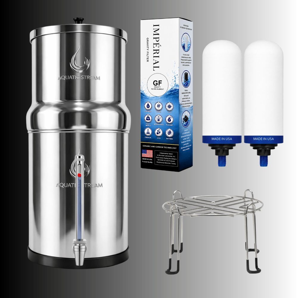 Aquaticstream Aquaticstream Water Filter Aquaticstream 8.5L Gravity Filtration System™ | Imperial™  GF Filters + 7" Stainless Steel WaterView + Standaard