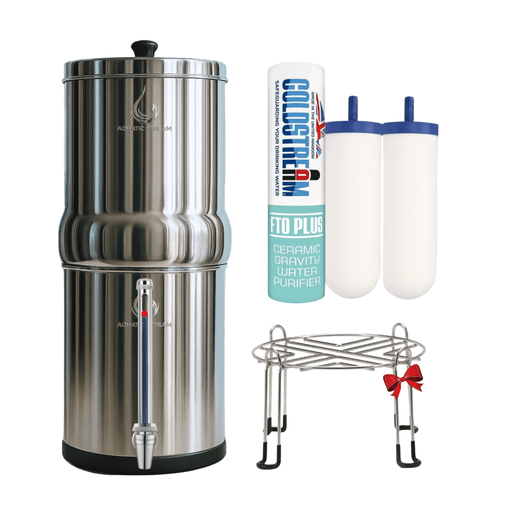 Aquaticstream 8.5L Gravity Filtration System™ | Coldstream FTO+ Filters + 7 inch RVS Waterview