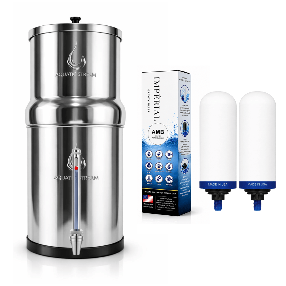 Aquaticstream Aquaticstream Water Filter Aquaticstream 8.5L Gravity Filtration System™ | Imperial™  AMB Filters +  7" Stainless Steel WaterView