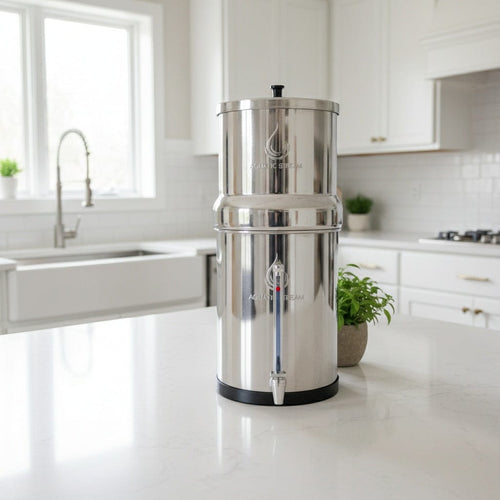 Aquaticstream 8.5L Gravity Filtration System™ | CarbonFlow Black Filters + 7" Stainless Steel WaterView