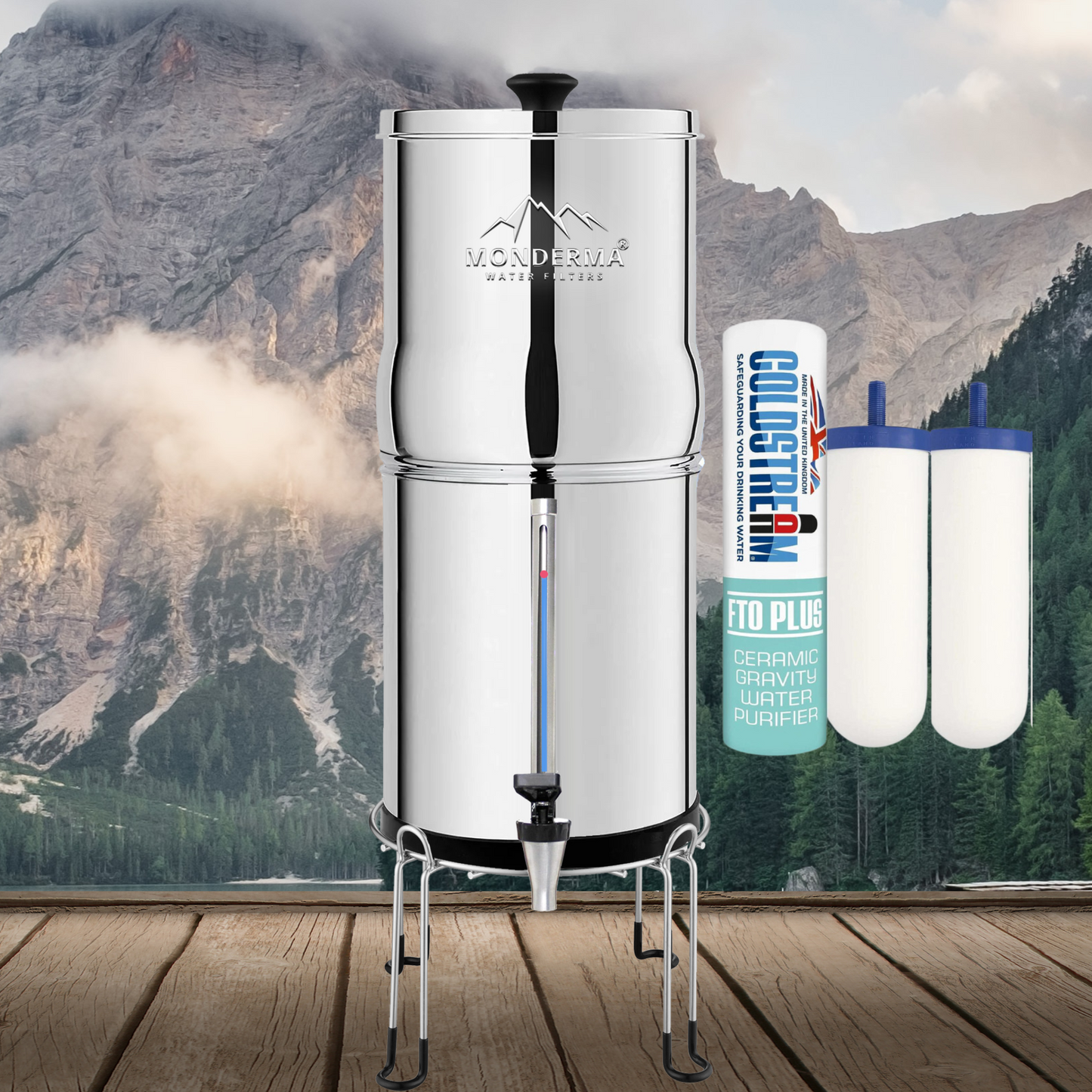 Monderma water filter max big 8.5L with 2 FTO+ Filters, waterview and Base