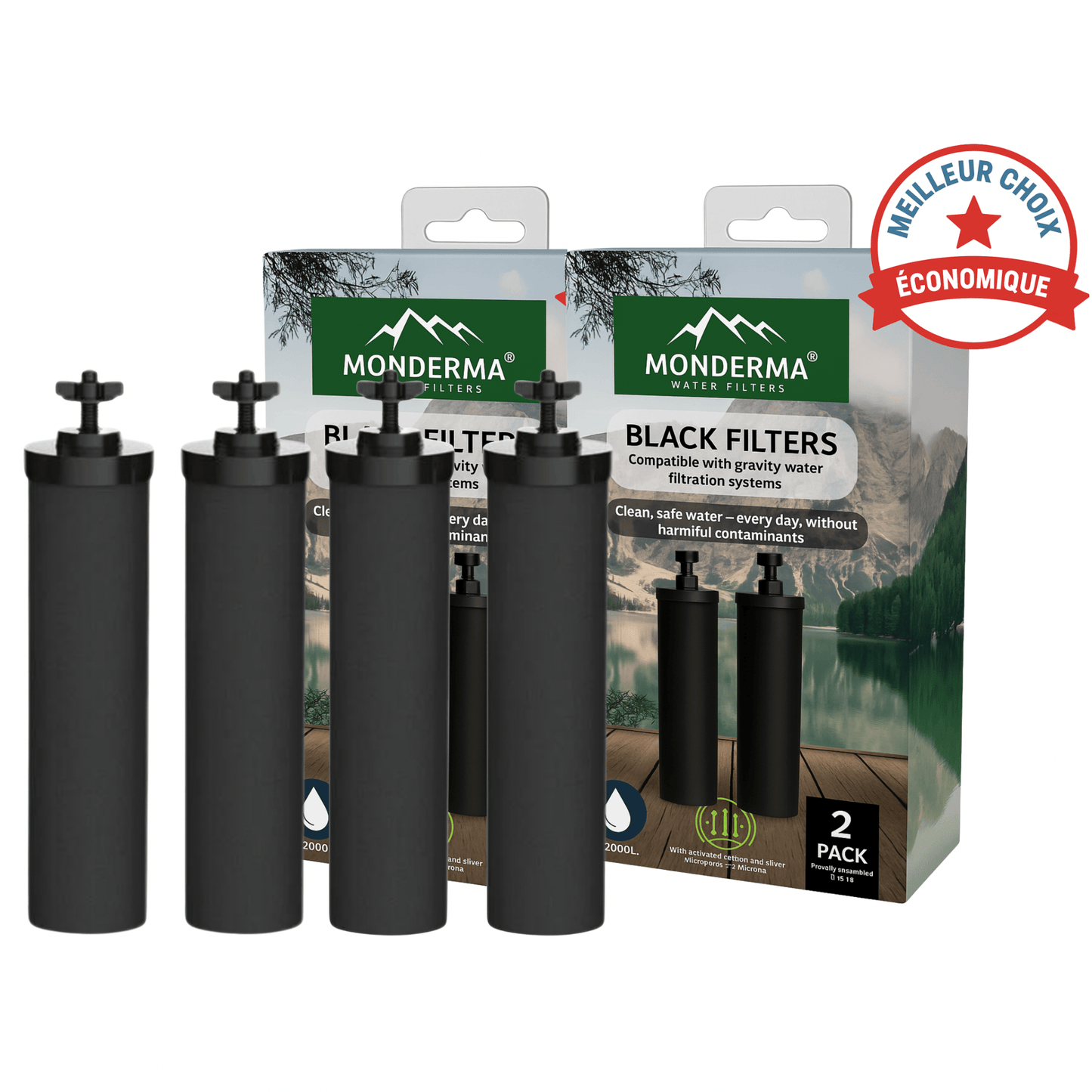 Monderma Black Filters - MD-black-filter-x4, Suitable for Berkey, British berkefeld and ProOne