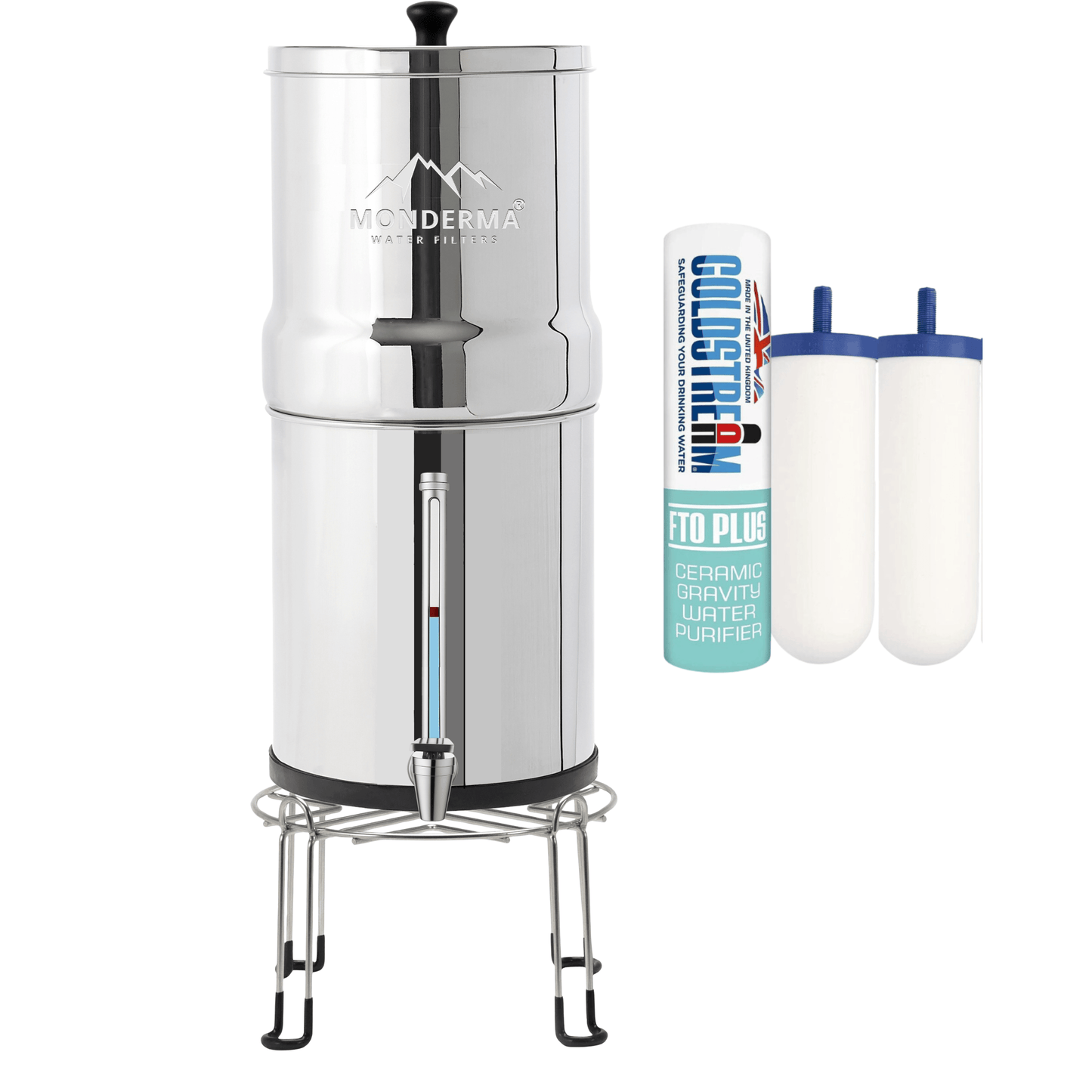 Monderma water filter max big 8.5L with 2 FTO+ Filters, waterview and Base