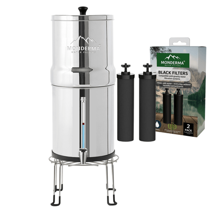 Monderma water filter max big 8.5L with 2 Black Filters, waterview and Base