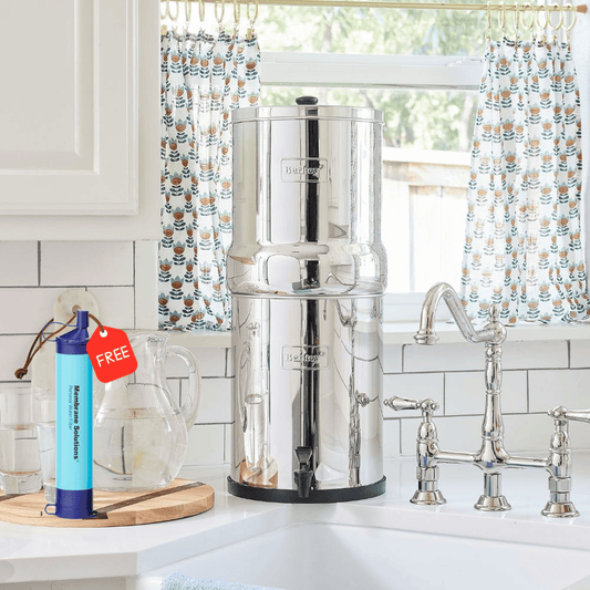Royal Berkey® System 12.5L, inclusief 2 black berkey + Gratis Membrane solutions Survival Filter Straw